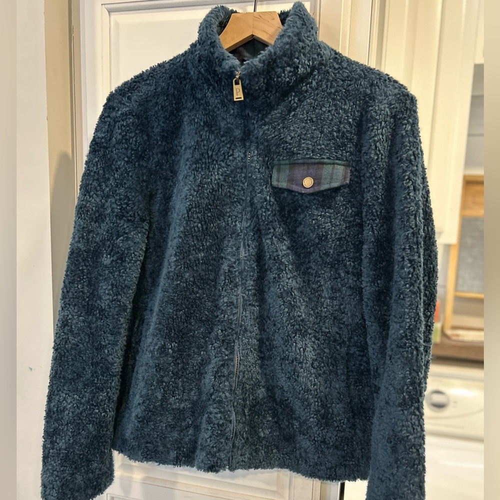 Pendleton Womens Ladies' Fuzzy Zip Jacket Dark Blue Small